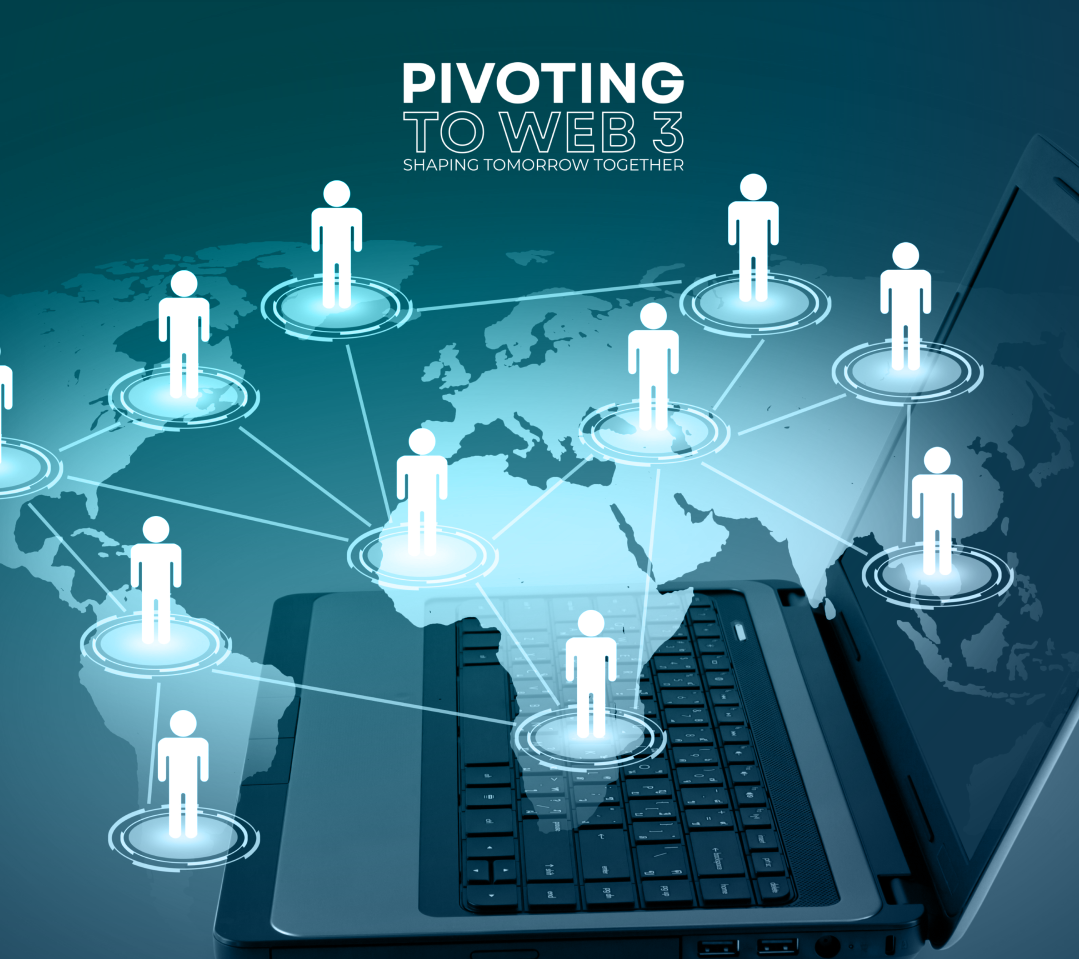 The word pivoting is on the blue background