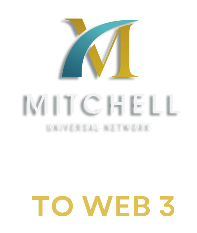 A logo for mitchell universal network to web 3