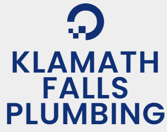 A blue and white logo for klamath falls plumbing