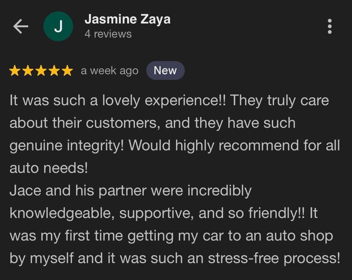 Jasmine Zaya's 5-star review for M&T Auto Shop in Nicholasville, KY