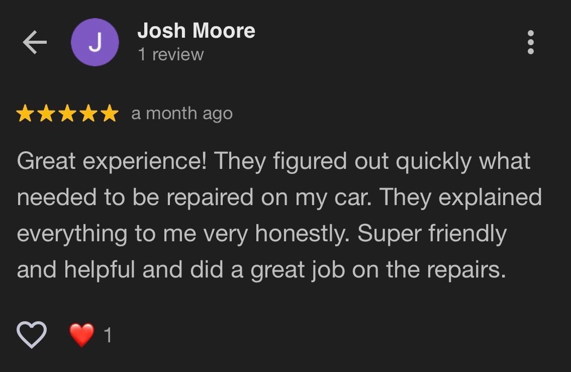 Josh Moore's 5-star review for M&T Auto Shop in Nicholasville, KY