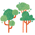 Trees. Flat cartoon colorful vector illustration.