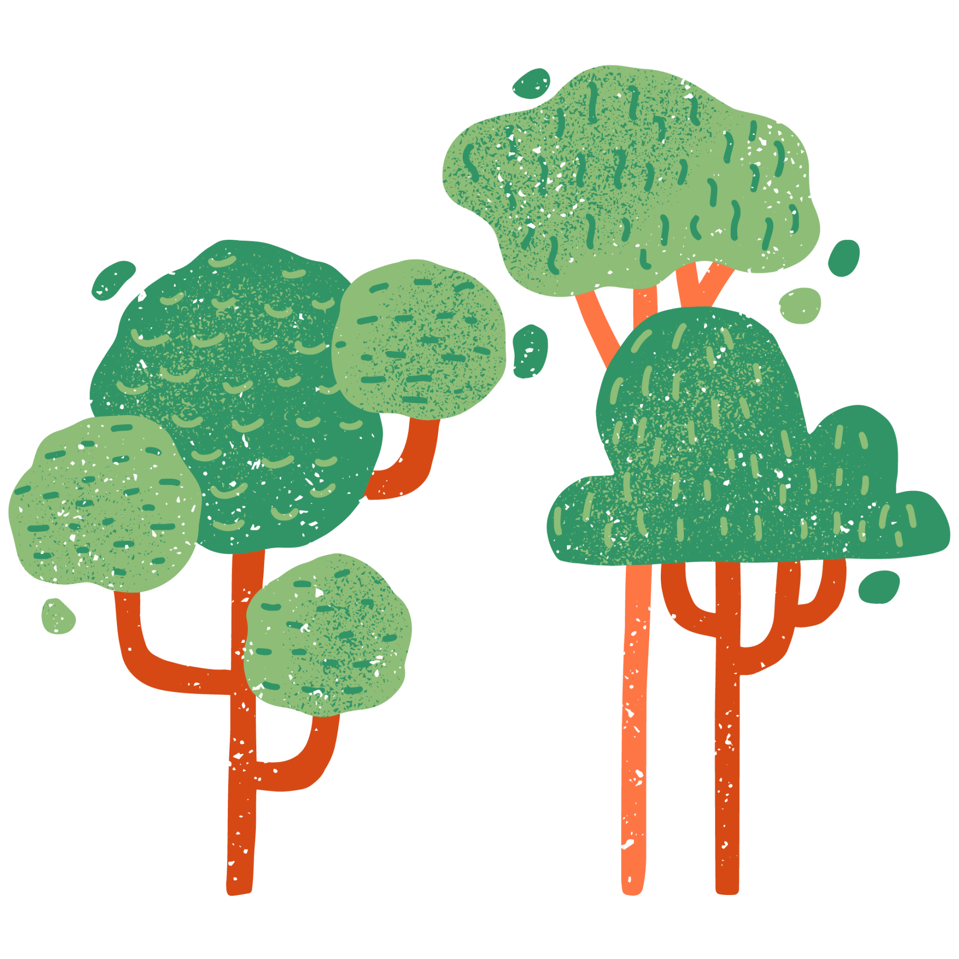 Trees. Flat cartoon colorful vector illustration.