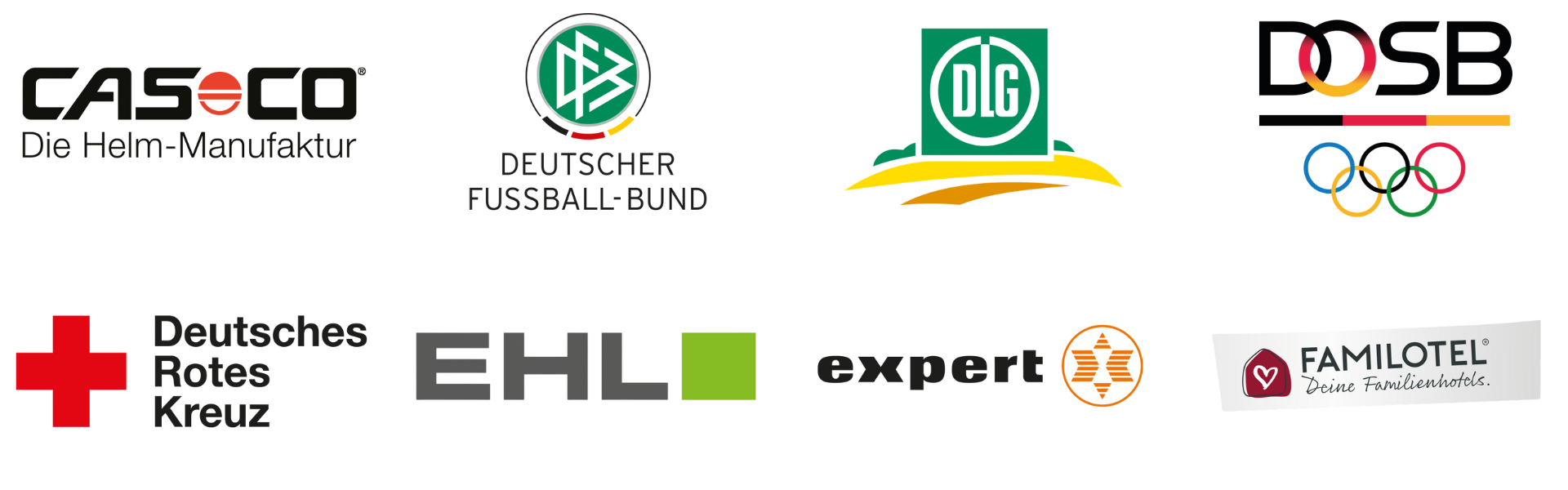 Eine Reihe von Logos auf weißem Hintergrund, darunter CAS CO
