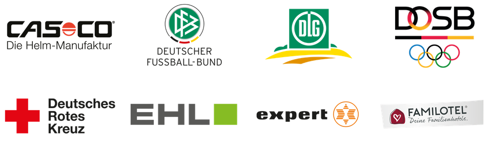 Eine Reihe von Logos auf weißem Hintergrund, darunter CAS CO