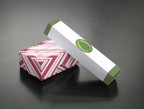 Eine rot-weiße Box mit einem grünen Kreis darauf