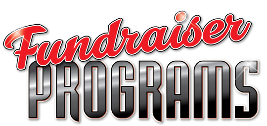 A red and black logo for fundraiser programs