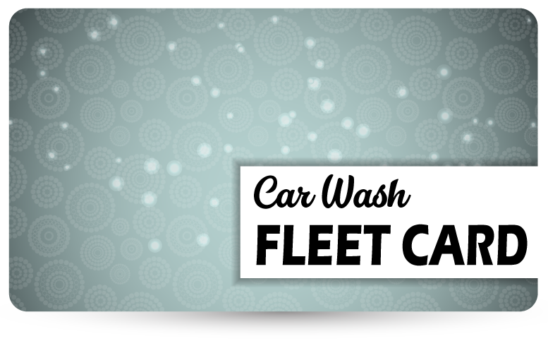 A blue car wash fleet card with a wave on it