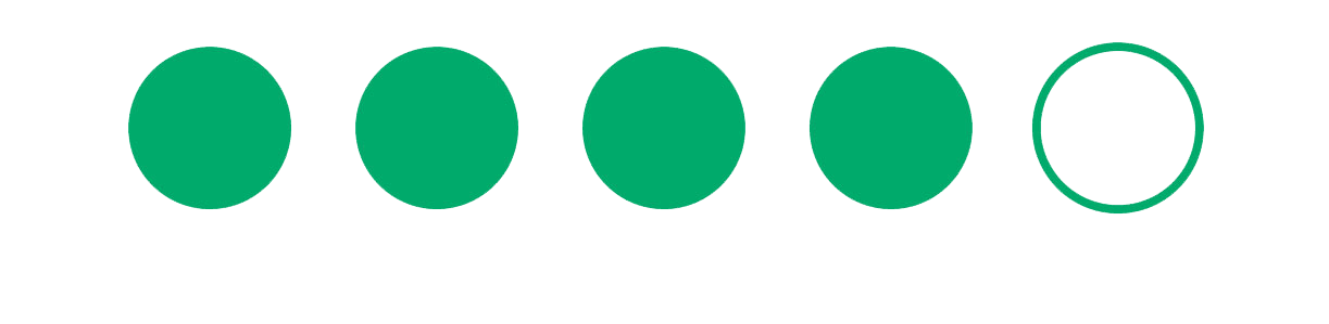 Una fila de círculos verdes con un círculo blanco en el medio.