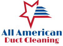 Logo for All American Duct Cleaning: red star, blue stripes, blue and red text.