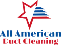 Logo for All American Duct Cleaning: red star over blue stripes, blue and red text.
