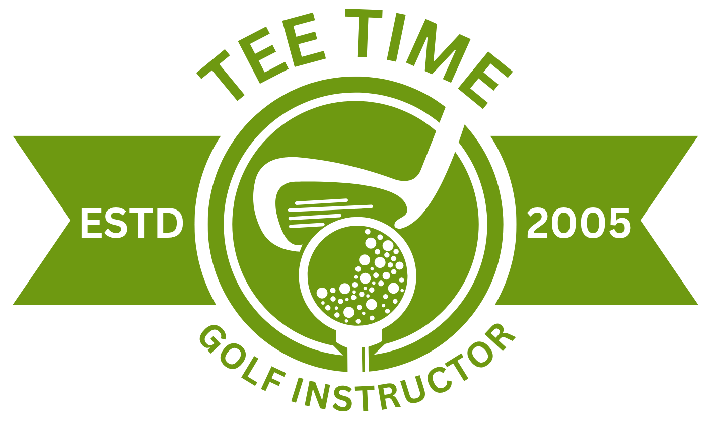 A green logo for tee time golf instructor
