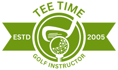 A green logo for tee time golf instructor