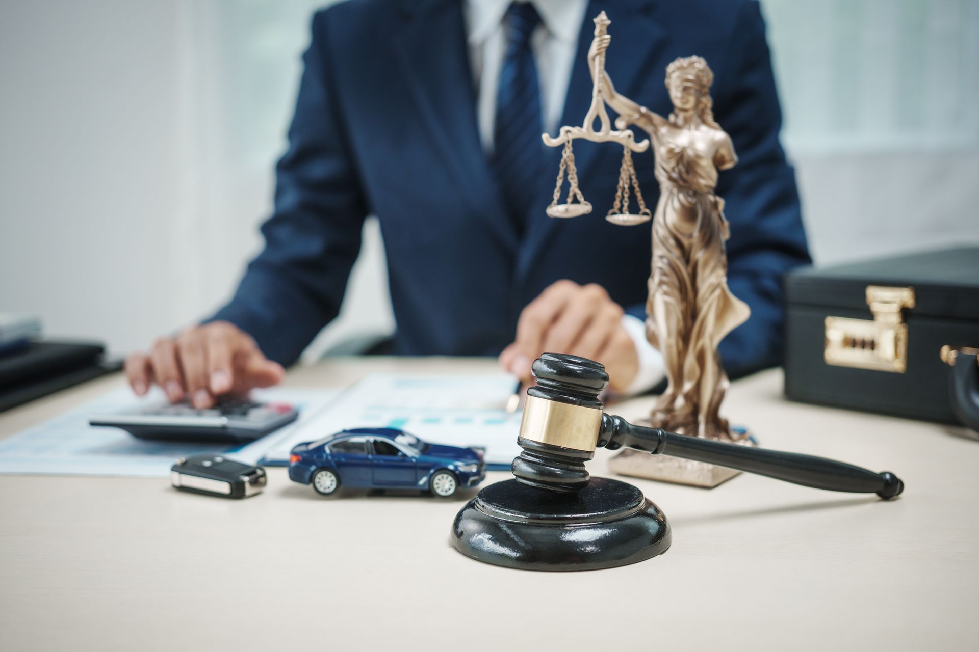 A man in a suit is sitting at a desk with a statue of justice and a gavel. A man in a suit is sitting at a desk with a statue of justice and a gavel.