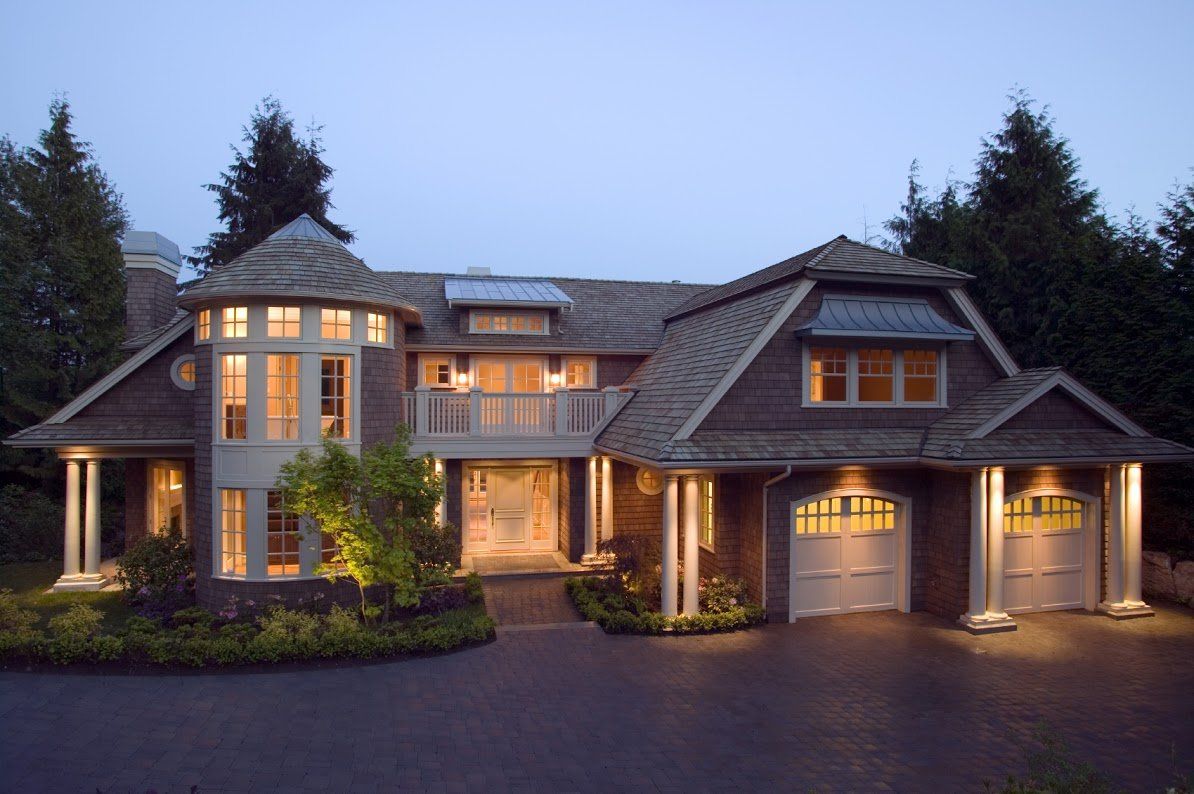 exterior luxury estate home dusk