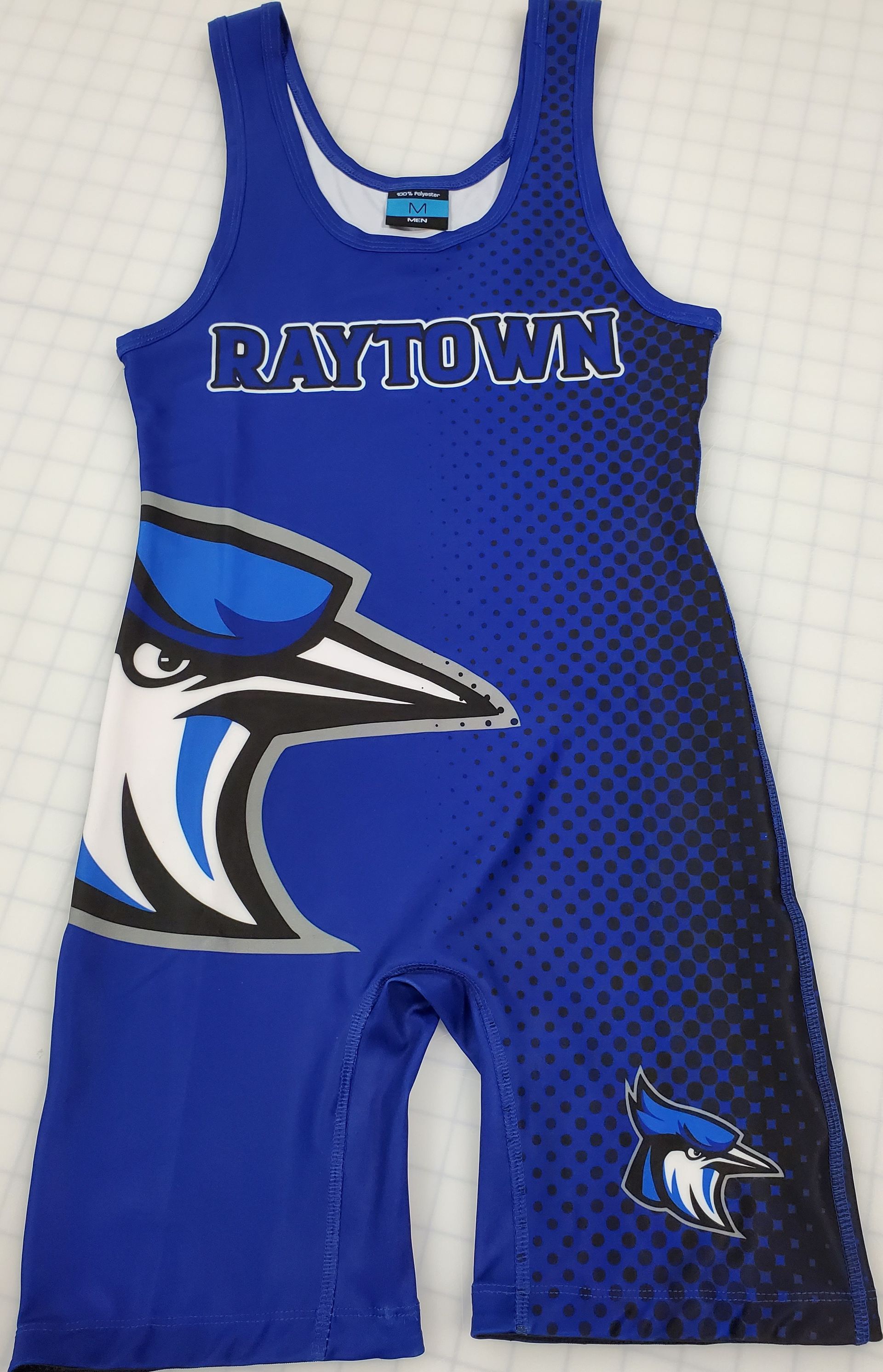 Blue wrestling singlet
