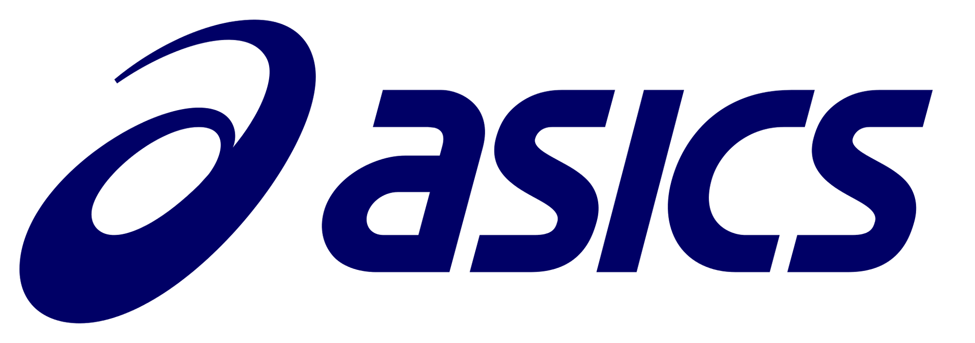 ASICS logo: a stylized blue letter 