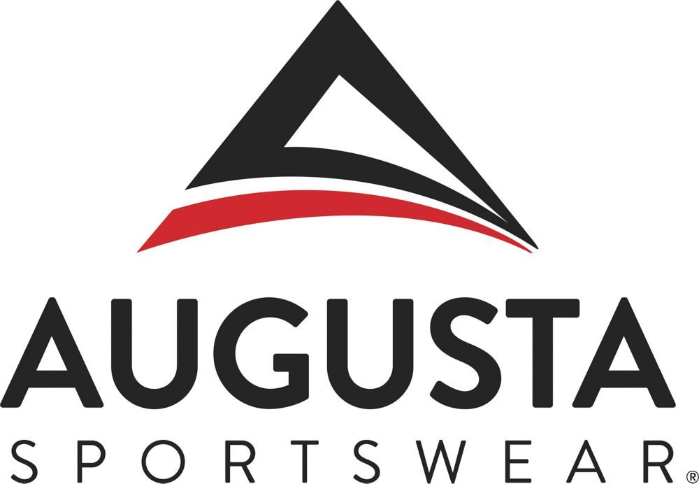 Logo for Augusta Sportswear: black triangle with red arc over 