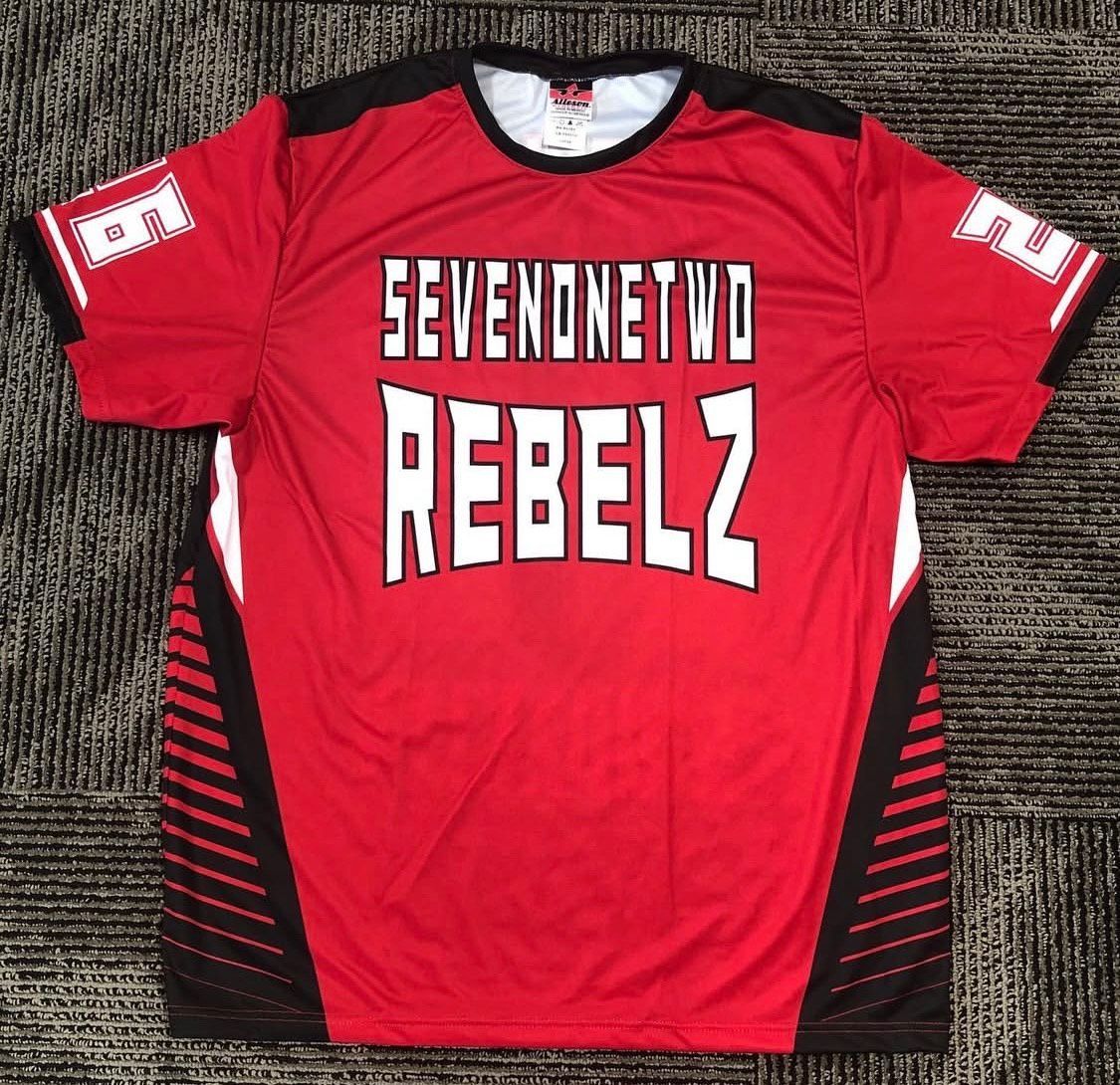 Red and black football jersey