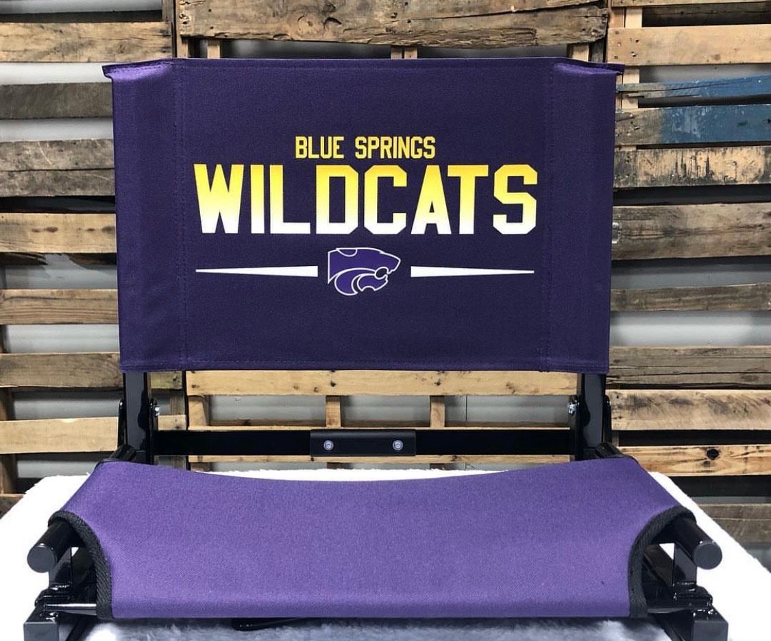 Purple stadium seat with logo