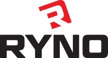 RYNO logo: Black text with a red 