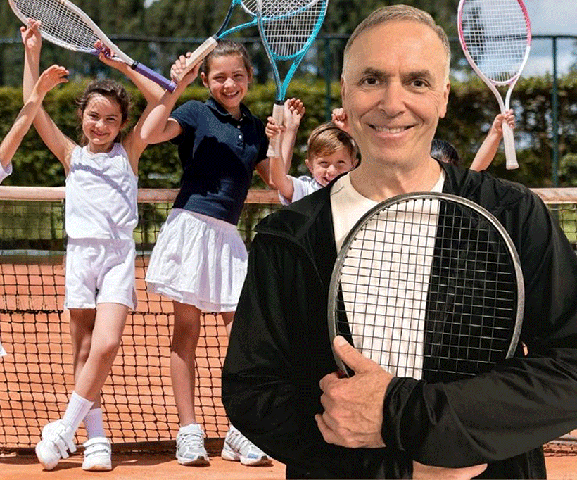 Children holding tennis rackets