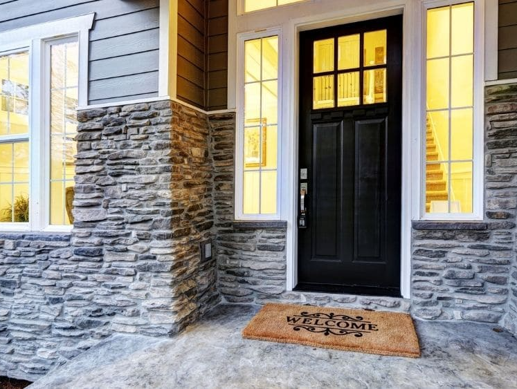 Stone veneer siding on house