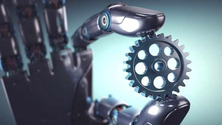 robot holding a gear