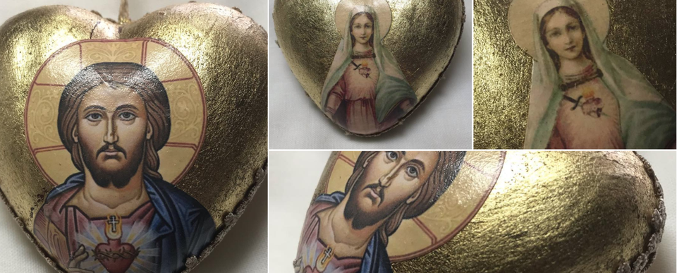 Christian Craft Item - Sacred Heart with Papier-Mache