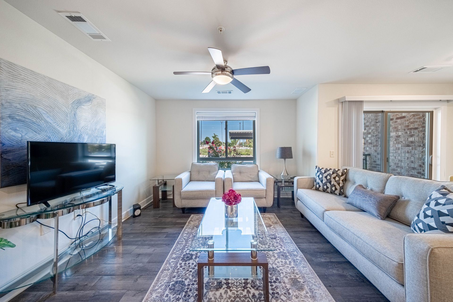 living room and TV at watercolors apartments