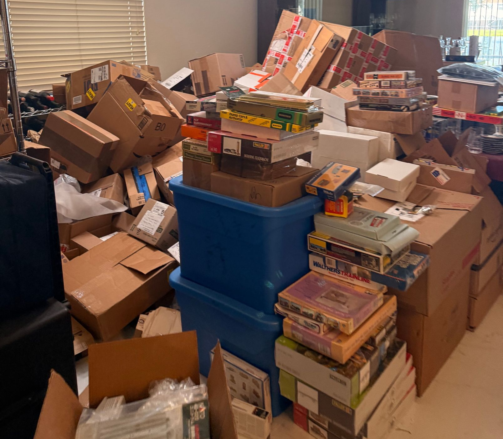A row of cardboard boxes in a domestic room during a house move — Southwest, FL — ProRemedy SWFL