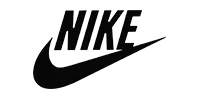 A black and white nike logo on a white background.