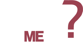 A red question mark is above the word me on a white background.