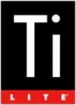 Ti Lite logo with white letters on a black background and a red bar underneath