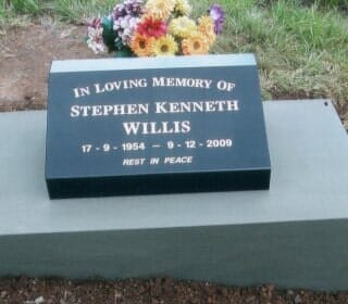 A Gravestone for Stephen Kenneth Willis with Flowers on Top of It — Northern Rivers Headstones in Casino, NSW