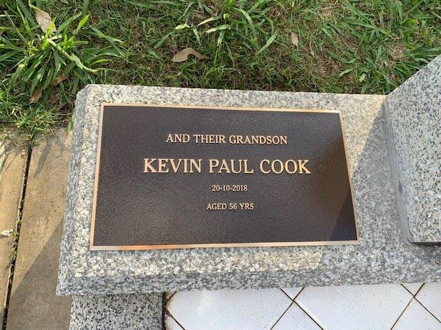 A Grave Marker For Kevin Paul Cook Is On A Granite Slab — Northern Rivers Headstones in Casino NSW