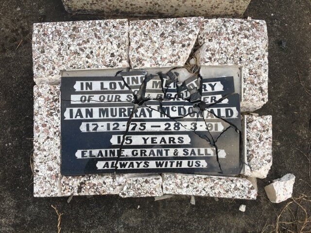 A Broken Grave Marker For Ian Murray McDonald — Northern Rivers Headstones in Casino NSW