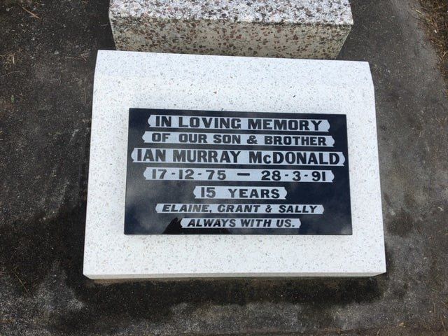 In Loving Memory Of Our Son And Brother Ian Murray McDonald — Northern Rivers Headstones in Casino NSW