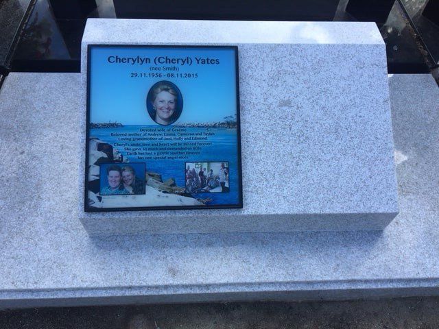 A Gravestone With A Picture Of A Woman And The Name Cheryl On It — Northern Rivers Headstones in Casino NSW