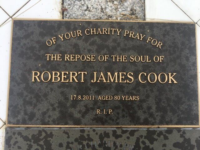 A Plaque That Says Of Your Charity Pray For The Repose Of The Soul Of Robert James Cook — Northern Rivers Headstones in Casino NSW