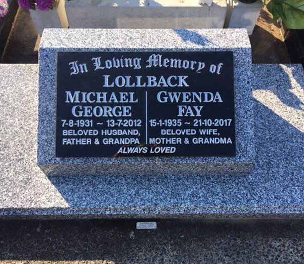 A Gravestone For Michael Lollback And Gwenda Fay — Northern Rivers Headstones in Casino NSW