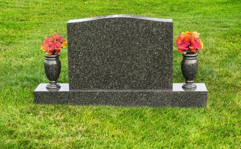 Gravestone with Flowers in Vases on Green Grass — Northern Rivers Headstones in Casino, NSW