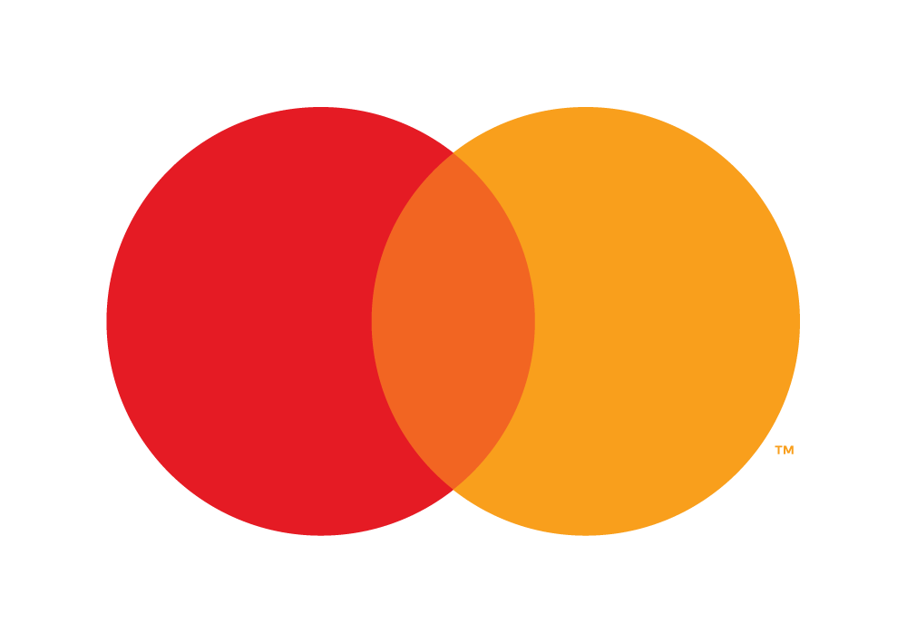 Mastercard logo: overlapping red and orange circles.