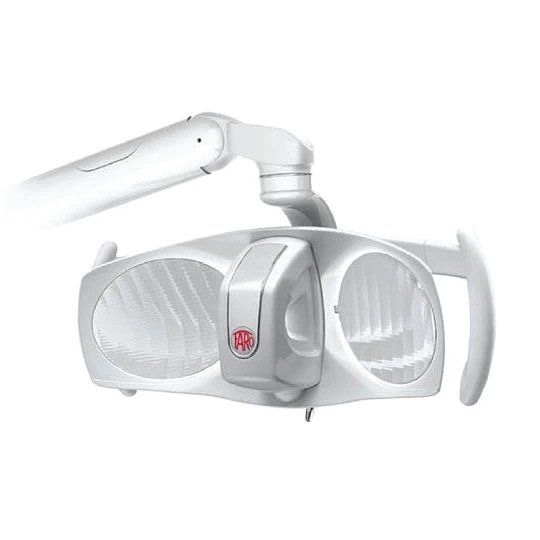 American Dental - Un primer plano de una lámpara dental sobre un fondo blanco. Marca italiana