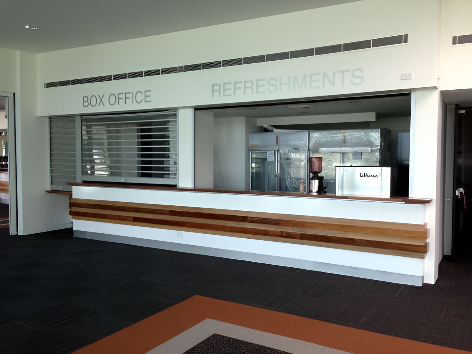 A Box Office With A Sign That Says Refreshments — Ulladulla Blinds & Home Improvements In Ulladulla, NSW