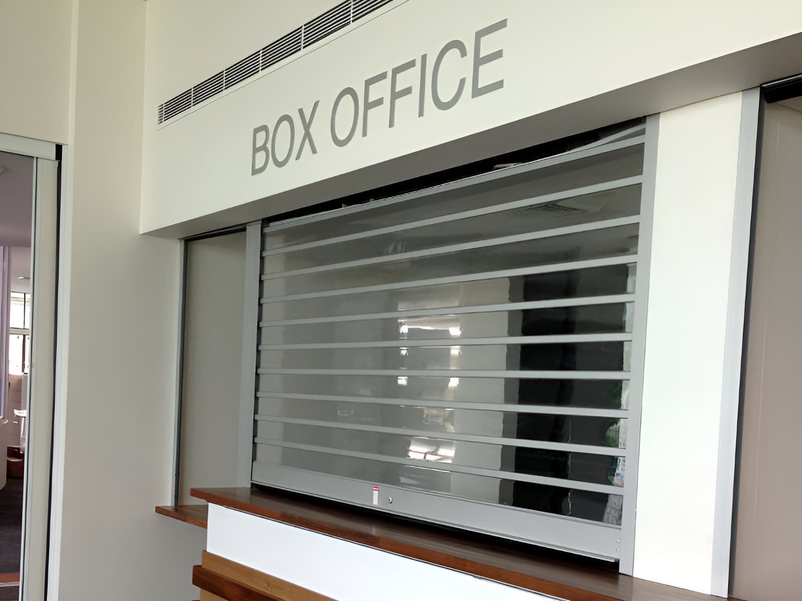Box Office Window With Clear Vision Shutter — Ulladulla Blinds & Home Improvements In Ulladulla, NSW
