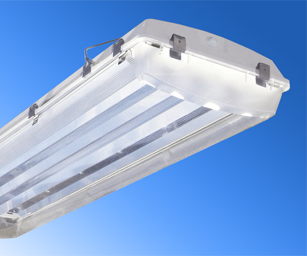 A light fixture with a blue sky in the background