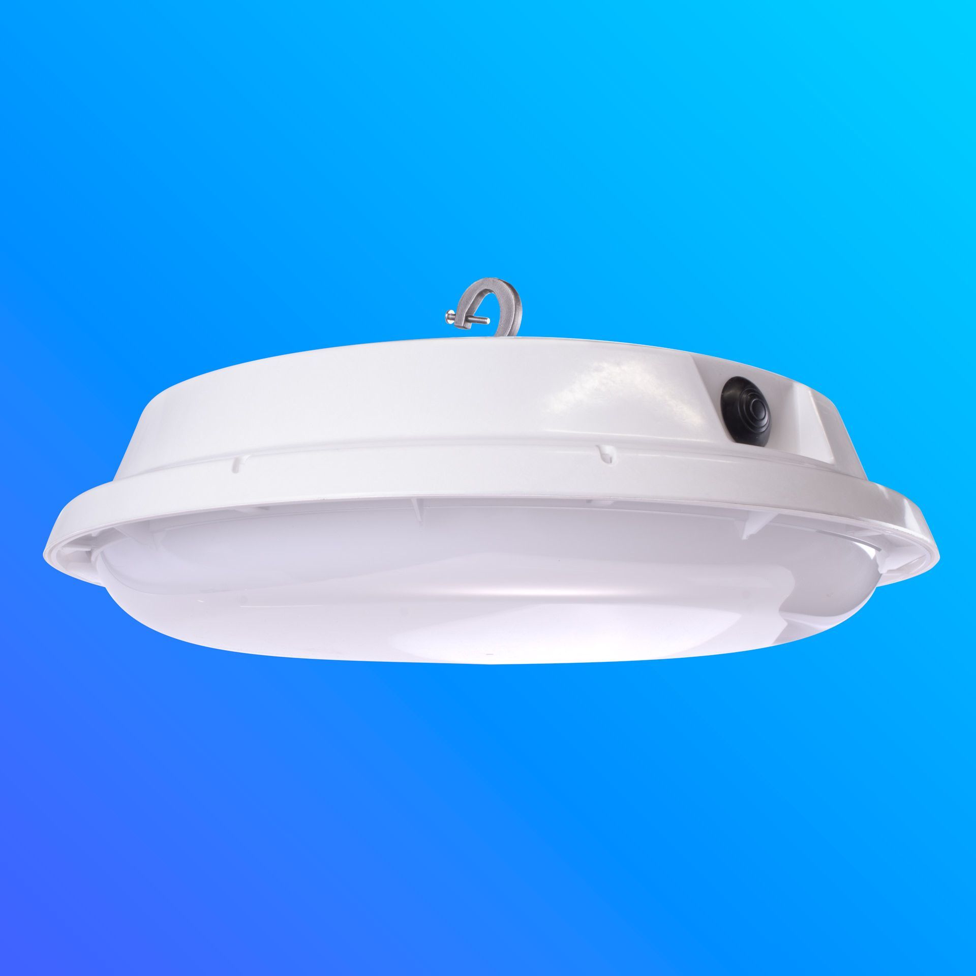 A white light with a black button on the top of it