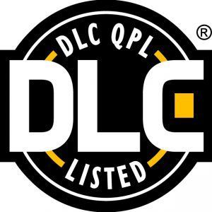 Dlc qpl listed logo on a black background