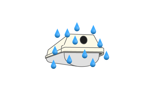 IP Rating X1 light fixture and water droplets